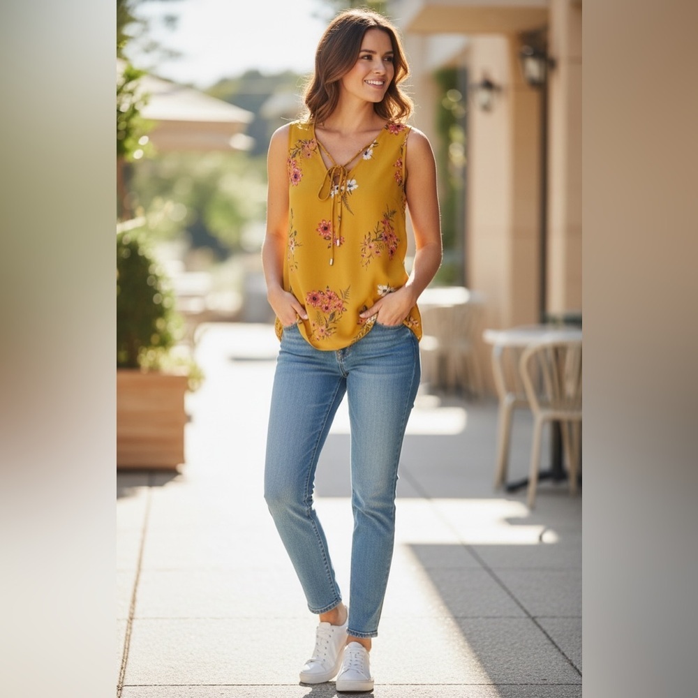 Maurices Mustard Floral Blouse